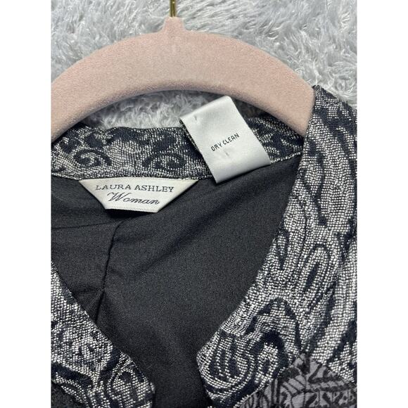 Laura Ashley‎ Woman 1X Blazer Jacket Gray Black White Patchwork Buttons Career - Picture 5 of 10